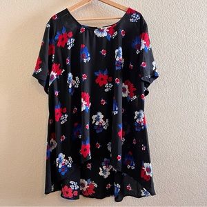 Dex Floral Pattern Flowy Blouse Size 2X